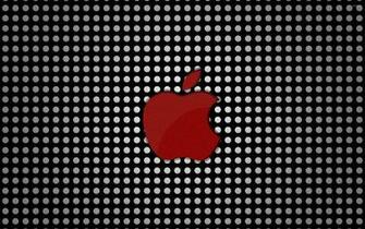 Red Apple Logo On Polka Dots Wallpaper Computer