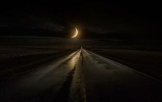 Nature Landscape Rain Highway Road Moon Iowa Midnight Sky