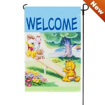 Spring Garfield Welcome Garden Flag