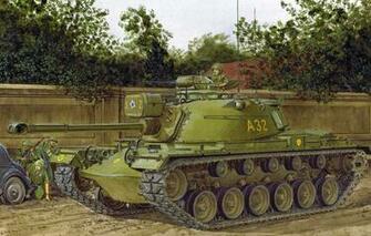Wallpaper War Art Painting Tank M48 Patton Image For Desktop