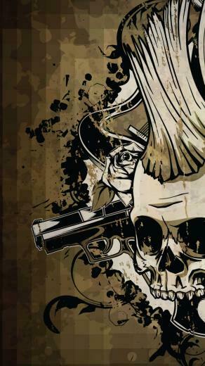 Samsung Galaxy Note Wallpaper Brown Skulls N Guns