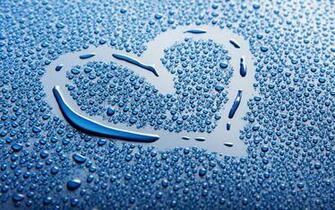 Blue Water Drops Love Heart Wallpaper Background
