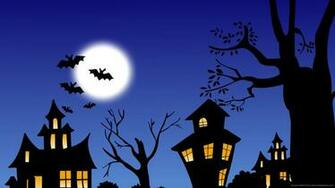 Halloween Night Village Art Wallpaper