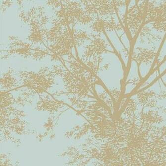 Blue With Gold Tree Silhouette Wallpaper Wall Sticker Outlet
