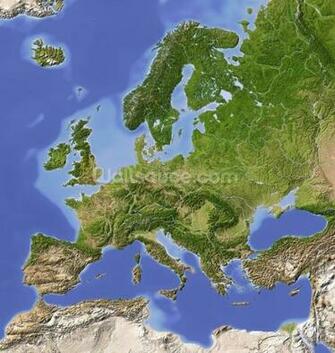 Relief Map Of Europe Wall Mural Wallpaper