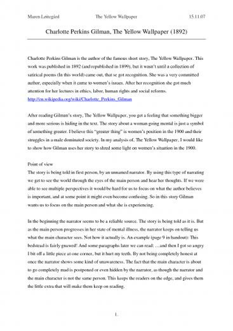 The Yellow Wallpaper Essay Best
