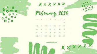 Cute February Calendar Desk Template Floral Wallpaper