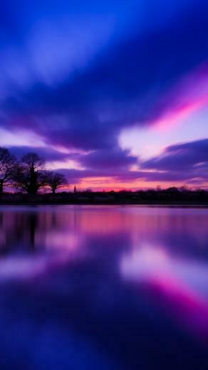 Purple Sunset iPhone Wallpaper Tags Cloud Lake Sky Trees