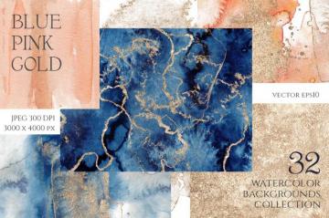 Blue Pink Gold Background Photoshop Graphics Creative Market