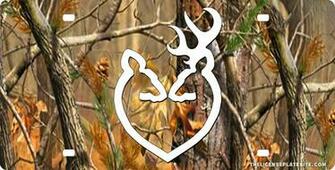 Browning Camo Background Doe Buck Heart