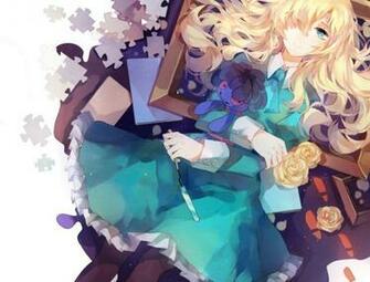 Blue Doll Mary Ib Yellow Flower Foot Print Wallpaper