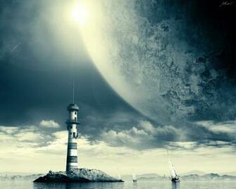 Space Light House Wallpaper