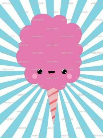 Cute Cotton Candy Pictures Matted Print Blue Burst