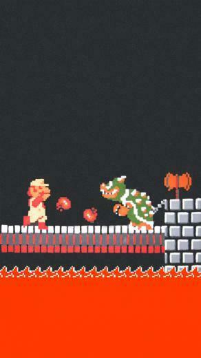 Mario Fighting Bowser iPhone Wallpaper