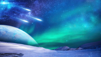 Northern Lights Aurora Borealis Night Sky Comet Scenery 4k