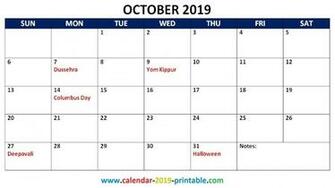 October Calendar With Holidays Calendars