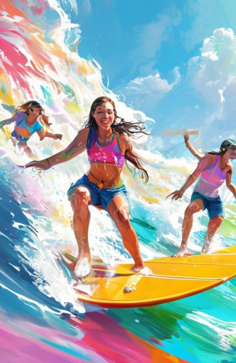 Girls Surfing Wallpaper