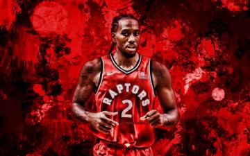 Wallpaper Kawhi Leonard Red Paint Splashes Nba