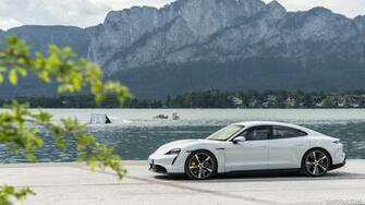 Porsche Taycan Turbo S Color Carrara White Metallic Side