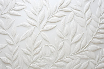 A White Wallpaper With Pattern Of Leaves On It