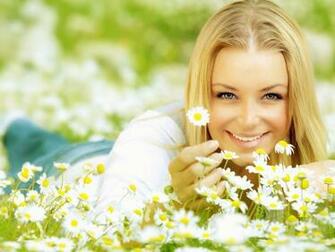 Blonde Girl Lying On Daisy Flowers HD Wallpaper Nature