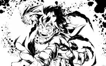 My Hero Academia Izuku Midoriya Black White Art HD Wallpaper