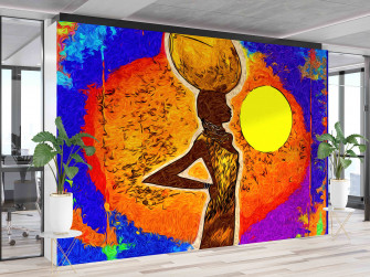 Paper Wall Art 3d Wallpaper Modern African Woman With Sun