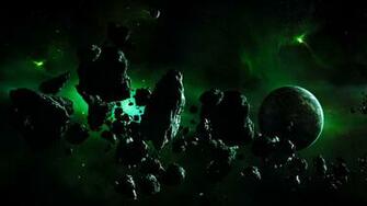 Asteroid Belt And Green Nebula HD Wallpaper Id