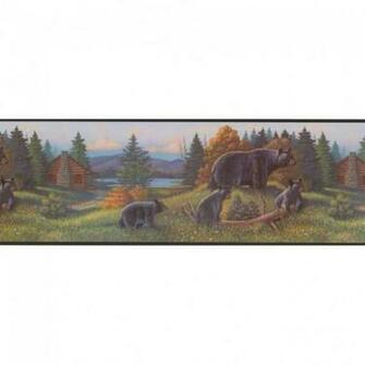 Lake Forest Lodge Bear Border Wildlife Wallpaper Decor