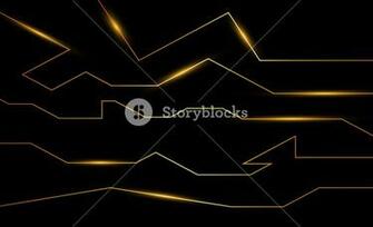 Golden Abstract Electron Energy Line On Brushed Black Background