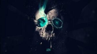 Skull Abstract Blue Lights Triangles Lighting Space HD Wallpaper