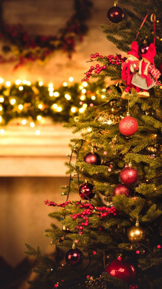 Wallpaper Christmas New Year Gifts Fir Tree Fireplace