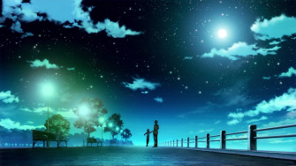Night Sky Wallpaper Starry Anime Scenery