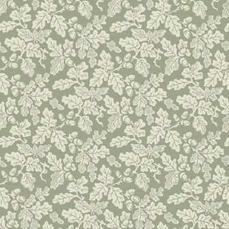 Oak Leaf Wallpaper Cream On Sage Green Design