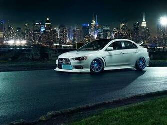 Mitsubishi Lancer Evo X White Car Tuning Wheels HD Desktop