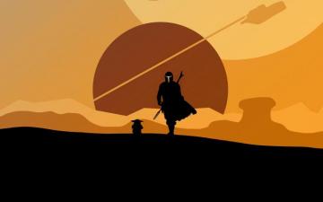The Mandalorian And Yoda Minimal Silhouette