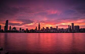 Wallpaper The City Skyscrapers Evening Chicago Michigan