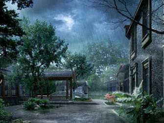 3d Graphics Rain In Mansion