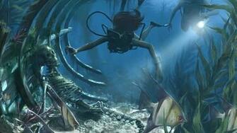 Diver Ships Wrecks Skeletons Shipwrecks Scuba Diving Underwater