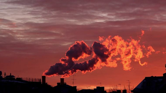 The Smoke From Chimney On Sunset Air Pollution Background