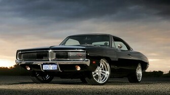 Wallpaper Dodge Charger R T Black Muscle Car