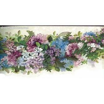 Little White Pruple Flowers Wallpaper Border