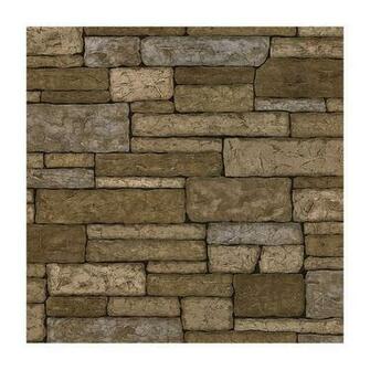 Home Fashions Light Brown Textured Depth Bricks Wallpaper