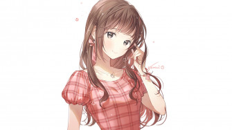 Wallpaper Cute Brunette Anime Girl Long Hair