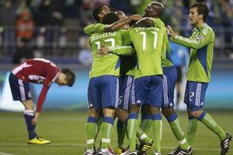 Seattle Sounders Fc Players Including Blaise Nkufo Second From Right