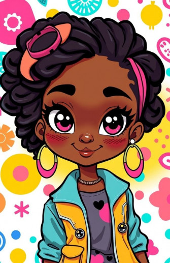 Pretty Black Girl Cartoon Wallpaper