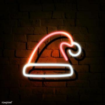 Santa Hat Neon Sign On A Dark Brick Wall Vector Premium Image By