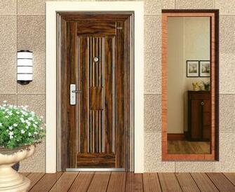 Solid Wood Door Wall And Lamp Design Rendering