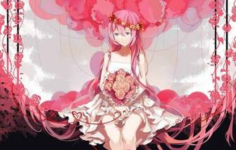 Wallpaper Balls Roses Bouquet Vocaloid Crying Megurine Luka