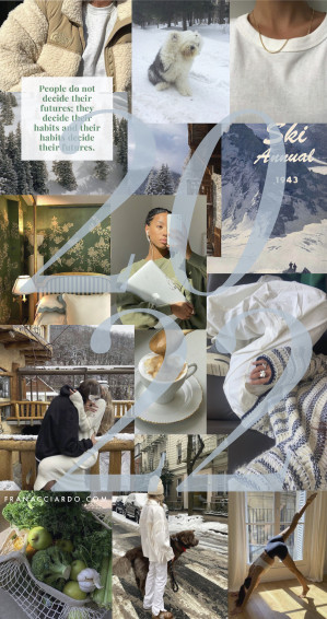 January Moodboard Desktop iPhone Wallpaper